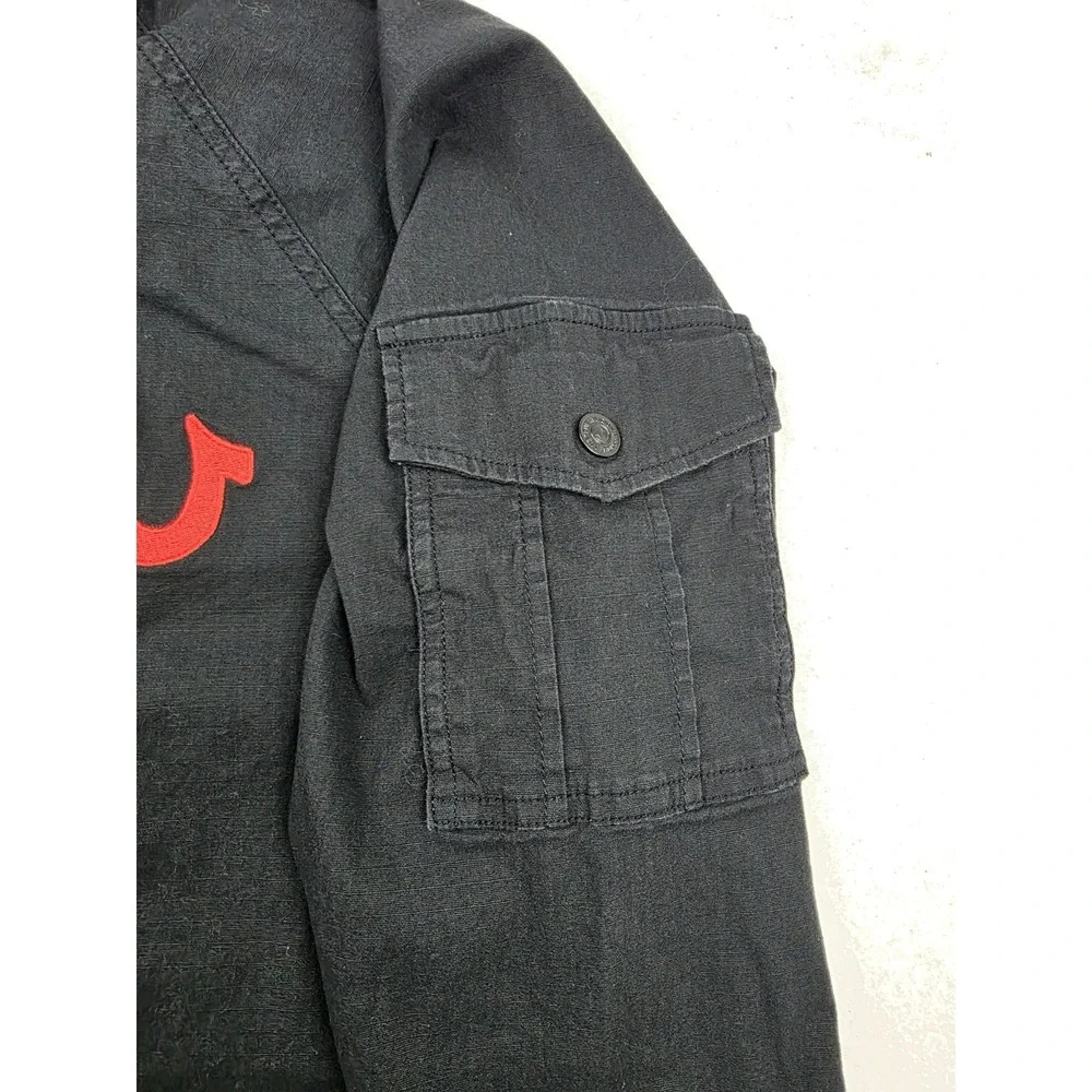 True Religion Logo Embroidered Logo Tiger Back Design Hooded Jacket Mens‎ S
